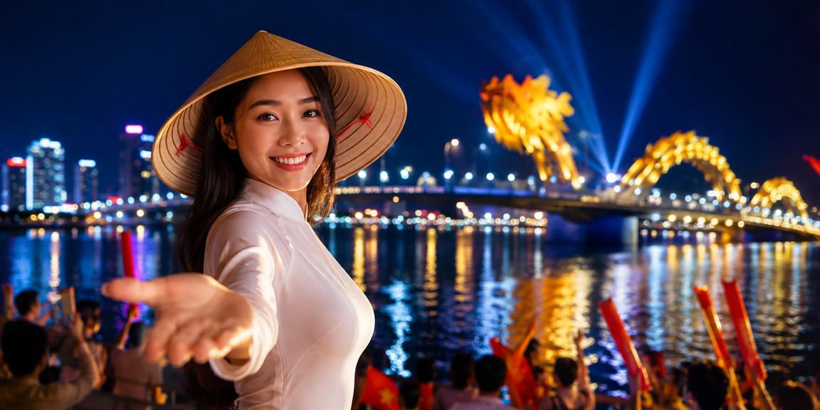 Khung cảnh Đà Nẵng với nón lá truyền thống và bàn casino trực tuyến