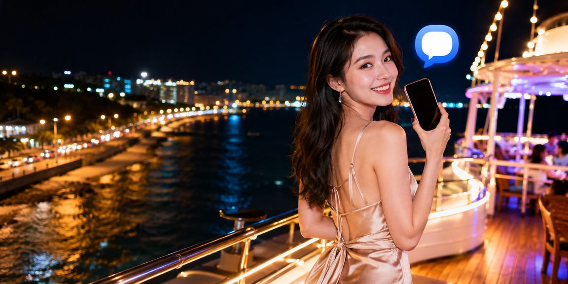 Người dùng xem kết quả xổ số trên điện thoại tại bãi biển Phan Thiết buổi chiều